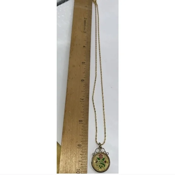 Enameled Glass Covered 1967 Sixpence 1962 Golden Hind Half Penny 18" Necklace - Picture 2 of 5